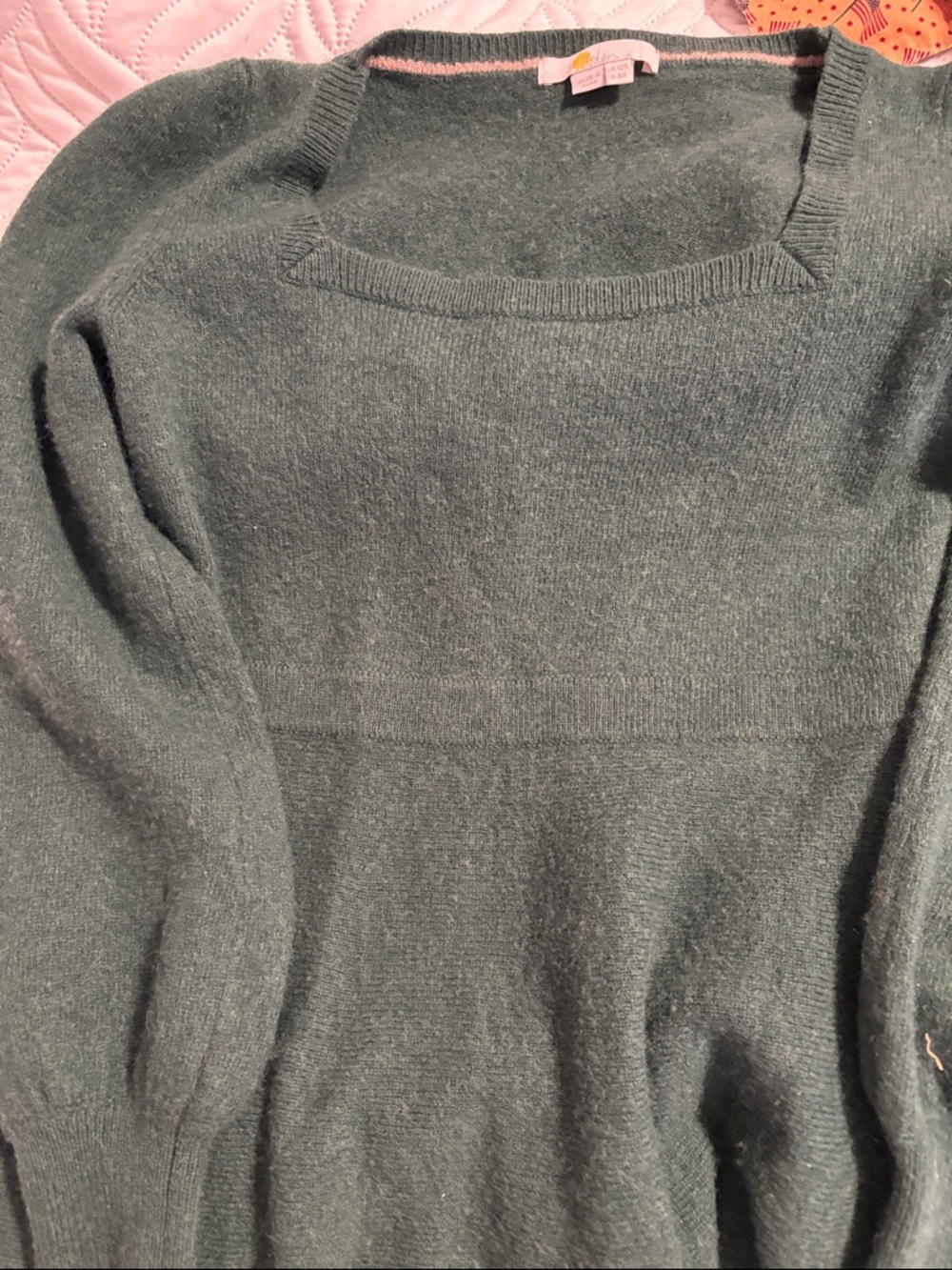 Boden Green Square Neck Wool & Alpaca Knit Long Sleeve Sweater Dress size 8